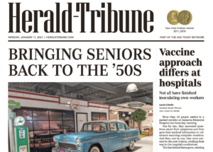 Front-page story in Herald-Tribune