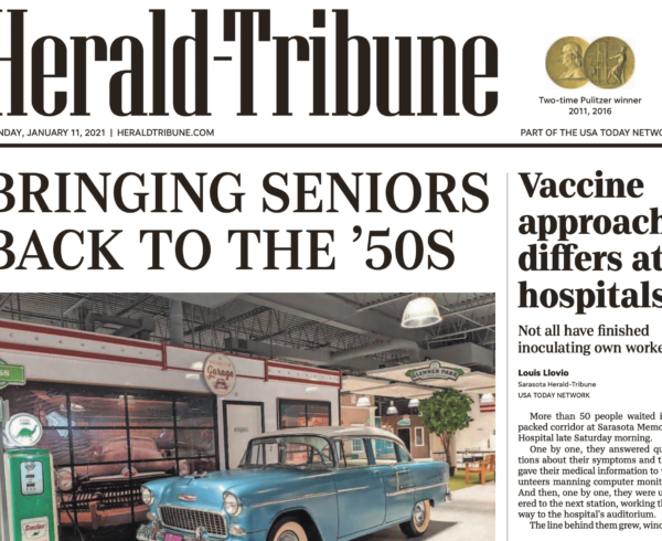 Front-page story in Herald-Tribune