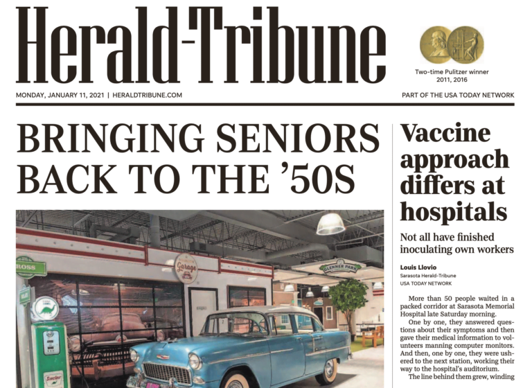 Front-page story in Herald-Tribune